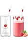 SYOSI 2 Sets Strawberry Cups Strawberry Glass Cup with Straw Lovely Glass Tumbler Strawberry Cup Cl
