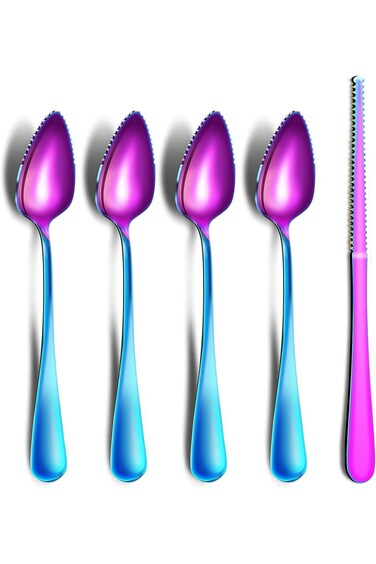 Grapefruit Spoons &amp; Knife Set, Stainless Steel Utensils With Serrated Edge &amp; Thick Gauge Handle, Ra