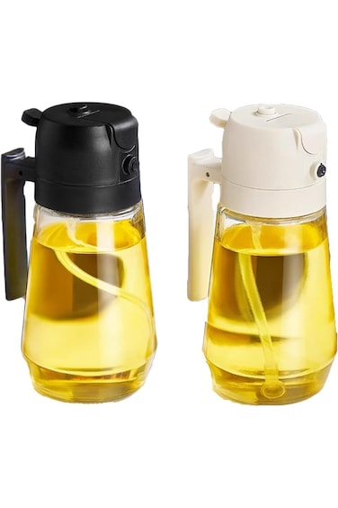 YelaJoy 2 Pcs Oil Sprayer for Cooking, 2 in 1 Olive Oil Dispenser Bottle for Kitchen, 470 ml Premiu