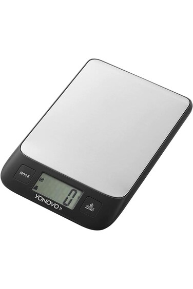 ميزان طعام يونوفو - أسود/فضي - ميزان رقمي للوزن حتى 5000 جرام بدقة 0.1 جرام مع شاشة LCD D