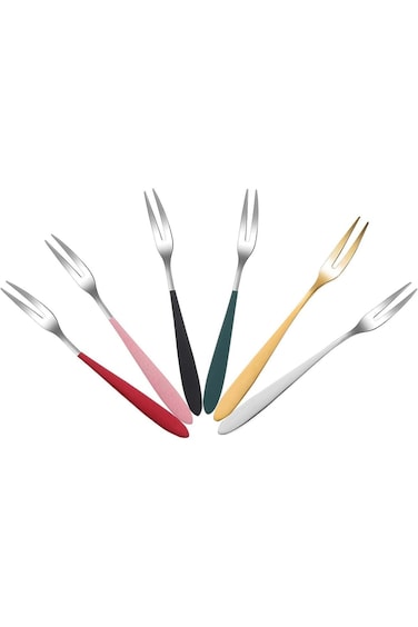 ALMEKAQUZ 6 Pcs Cake Fork, Fork Suit, Salad Forks, for Cake Decorating Small Cake Pick Tasting Holi
