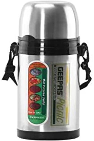 Geepas Vacuum Flask, 0.4L   Stainless Steel Vacuum Bottle Keep Hot &amp; Cold Antibacterial topper &amp; Cu