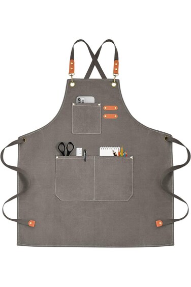 Ofrdncy Aprons for Men Women with Large Pockets,Canvas Cross Back Heavy Duty Adjustable Work Apron