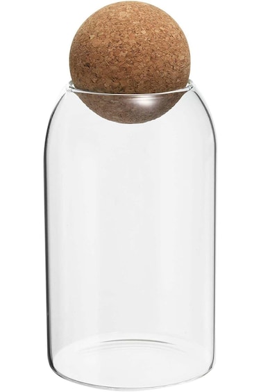 ALMEKAQUZ 800ml/27oz Glass Storage Container with Ball Cork, Kitchen Glass Jar Candy Jars Decorativ