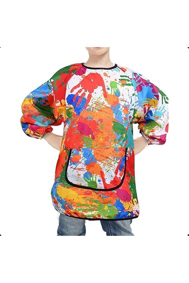Joyzzz Kids Drawing Apron, Child Height 100-120cm Art Apron with One Pocket, Waterproof Kids Art Sm