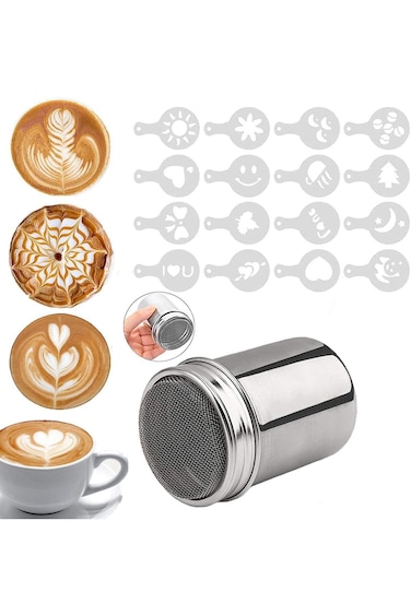 ALMEKAQUZ Coffee Sprinkle Set, Chocolate Shaker with Lid, Stainless Steel Flour Shaker, Chocolate S