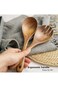 NOVOLAN Wooden Salad Spoon &amp; Fork Set - 26x6.5cm Wooden Utensils for Mixing &amp; Serving - Solid Wood
