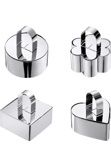 Oasisgalore 1 Set Round Cake Ring, Stainless Steel Dessert Mousse Rings with Pusher for Biscuit, Mo