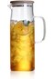 Cold Drinks Juice Glass Jug Wood Lid 1000ml Glass Pitcher with Lid, Hot/Cold Water Jug, Juice and I