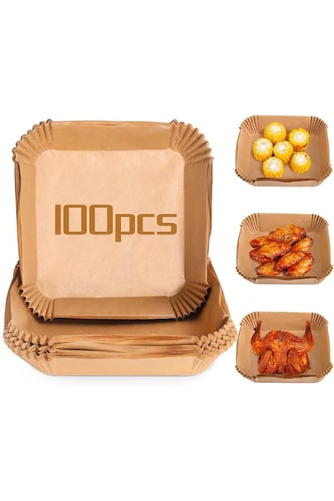 O9 O-Nine 100Pcs Air Fryer Disposable Paper Liner, Air Fryer Liners Square, Baking Paper for Air Fr