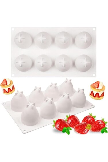 NESLIN Strawberry Silicone Mold for Baking Mousse Cake 3D Silicone Baking Molds for Cakes, French D