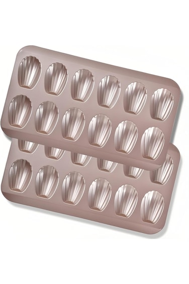 Tazweeq Shell Shape Baking Cake Mold, 2Pcs Madeleine Mold Cake Pan, Non-Stick 12-Cavity Cookies Pan