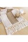 Tazweeq Boho Table Runner, Long Farmhouse Rustic Table Runner, Cream &amp; Brown Macrame Table Runner w