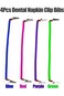GNAFOTU 4Pcs Dental Napkin Clip Bibs Holder Clips Flexible Metal Elastic Dental Bib Chain for Denta