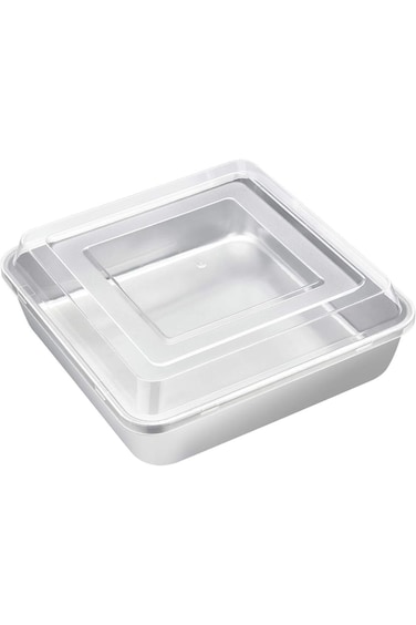 صينية خبز مربعة من إي فار مقاس 8 × 8 بوصة مع غطاء، صينية كيك براوني مربعة من الفولاذ المقاوم للصدأ، مناسبة للخبز المحمص