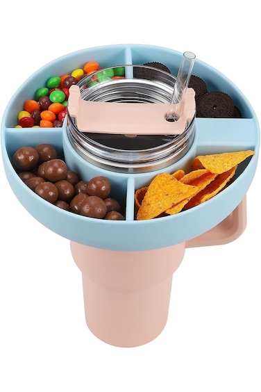 UOEPOWA Stanley Cup Silicone Snack Tray Compatible with Stanley Cup 40 oz, Snack Container Snack Tr