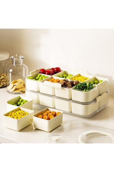 صينية تقديم الوجبات الخفيفة JoyFone، علبتان في عبوة واحدة، مجموعة حاويات تخزين الطعام قابلة للتكديس، شفافة وحلوة