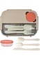 Aputue Bento Lunch Box, 1300ML 4-in-1 Lunch Container with Cutlery and Sauce Jar, Stackable Lunch B