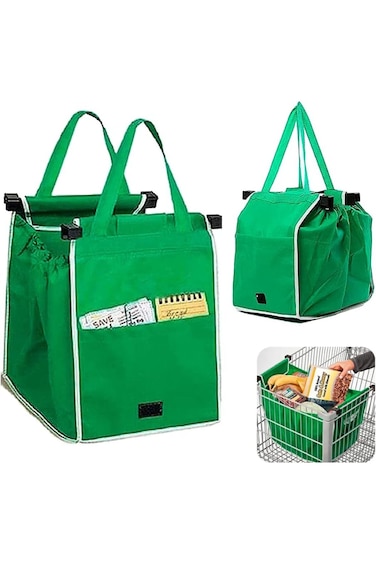 Oasisgalore 2 Reusable Shopping Cart Bags and Grocery Organizer Designed for Trolley Carts - trolle