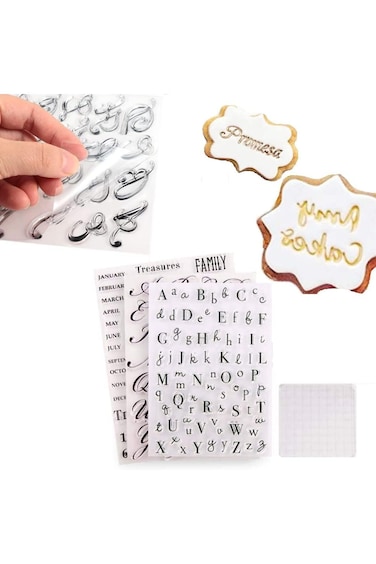 SYOSI 4Pcs Alphabet &amp; Numbers Cake Stamp Set, DIY Fondant Cookie Cutter Molds for Baking, Handmade