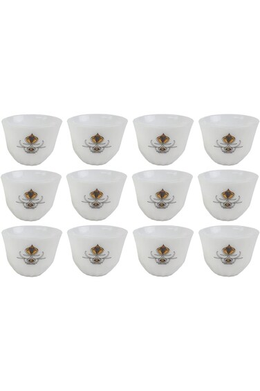 طقم فناجين قهوة السيف، ١٢ قطعة، أبيض/ذهبي، المقاس: صغير، ٥١٤٣/G1/S