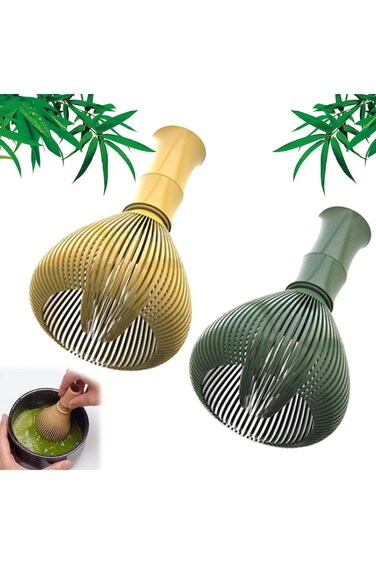 Lonimia Silicone Matcha Whisk With Stand, Food Grade Chasen Brush (Green+Yellow, Without Stand)