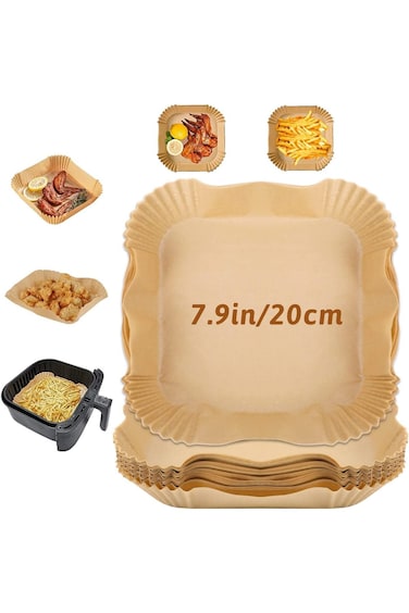 Air Fryer Disposable Paper Liners, 100pcs Non-Stick Oil-Proof Baking Paper, Food Grade Waterproof S