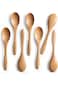 تزوييق 7 قطع ملاعق خشبية صغيرة، ملاعق عسل للشاي، ملعقة صغيرة عسل خشبية من خشب الزان للقهوة، إعادة