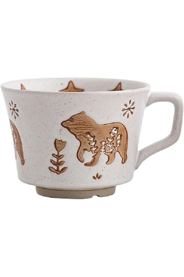 HOOPZOZA Ceramic Coffee Cup Handle 350mL Tea Milk Mug Drinking Cup for Cappuccino Latte Espresso Be