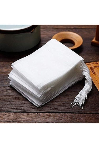 WDA Empty Tea Filter Bags with Drawstring, White, Disposable Paper Tea Bags