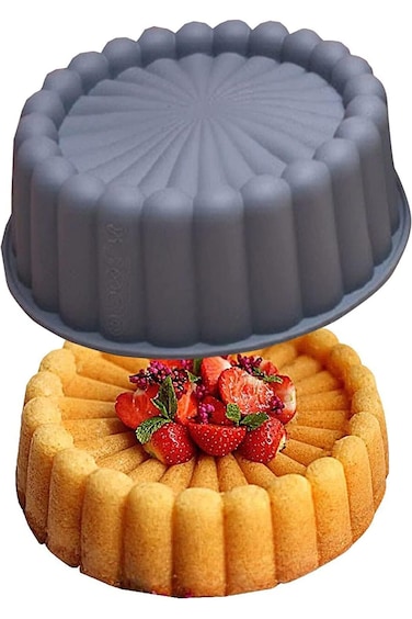 Silicone Charlotte Cake Pan Reusable Mold Fluted Cake Pan Nonstick Round Silicone Molds for Strawbe