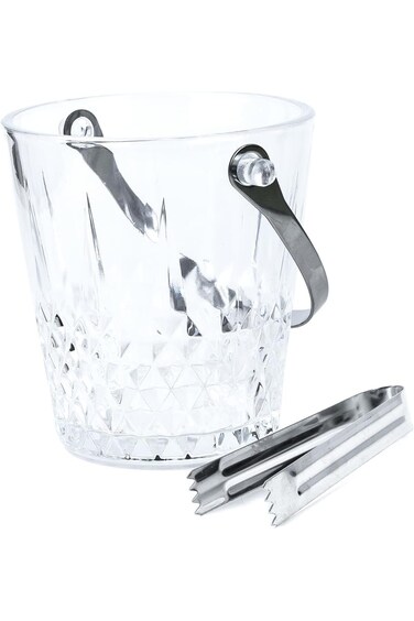 Cuisine Art Kyra Glass Ice Bucket with Tong, 900ml, Transparent