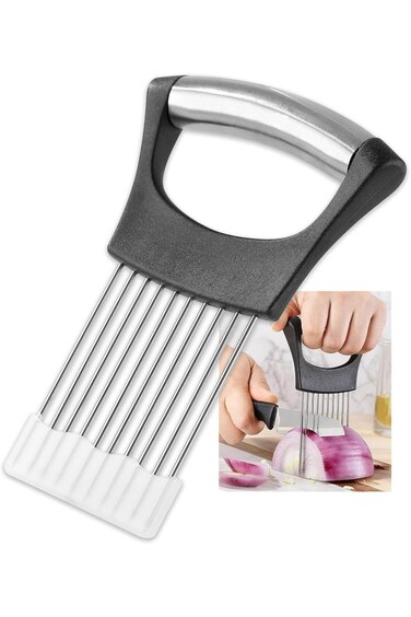 قطاعة البصل ALMEKAQUZ، قطاعة بصل من الفولاذ المقاوم للصدأ بمقبض مضاد للانزلاق للتقطيع والتخزين