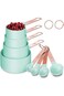 Rose Gold Stainless Steel Handle Measuring Cups and Spoons Set, Azonee 8 Piece Stackable Accurate T