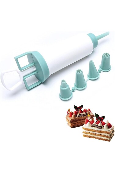 مجموعة حقن تزيين الحلويات من تزوييق، موزع كريمة، محقن حشوة الكب كيك، 5 فوهات كريمة