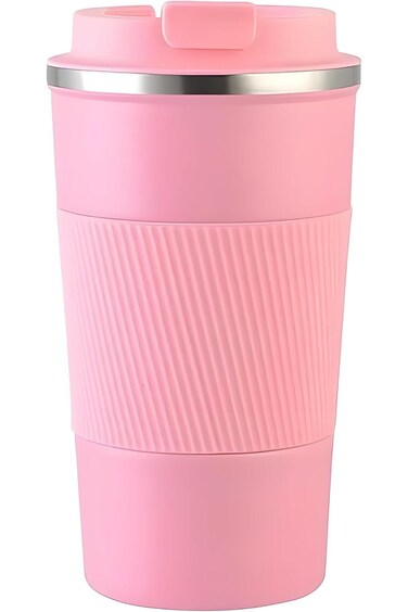 Thermal Coffee Tea Mug Insulated Mug Travel Office Rust Proof Lasts for Hours Pink Elegant Shape