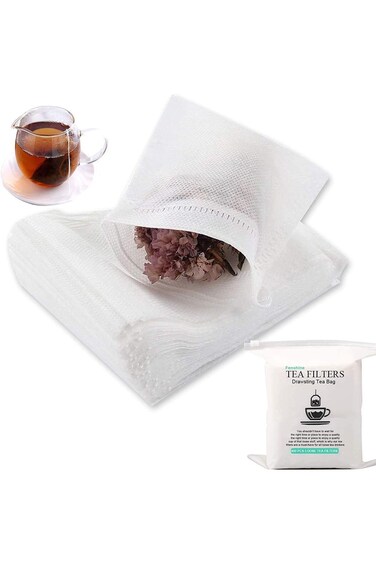 400 Pcs Disposable Tea Bags for Loose Leaf Tea, Empty Tea Bags for Loose Tea with Drawstring, Natur