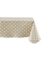 DII J&amp;M Home Fashions Geometric Waterproof &amp; Spill Proof Vinyl Tablecloth, 60x84, Beige &amp; White Pol