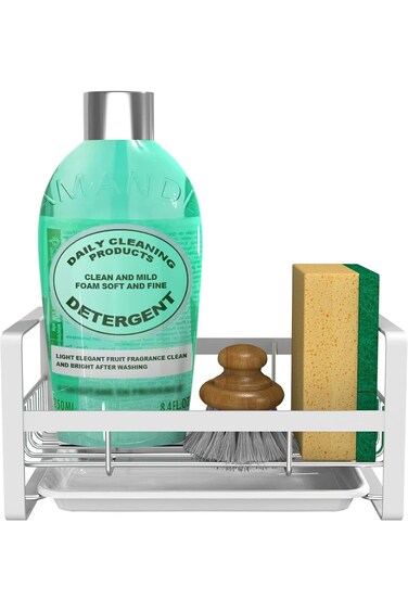 Aputue Kitchen Sink Sponge Holder, Punch-free Dry Kitchen Sink Organizer, Dish Brush Holder Sink Ho