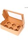 REDDOTGIFT&reg; 6 Cavities Kraft Paper Cupcake Box (Pack of 12) with Inserts Cupcake Containers Bakery