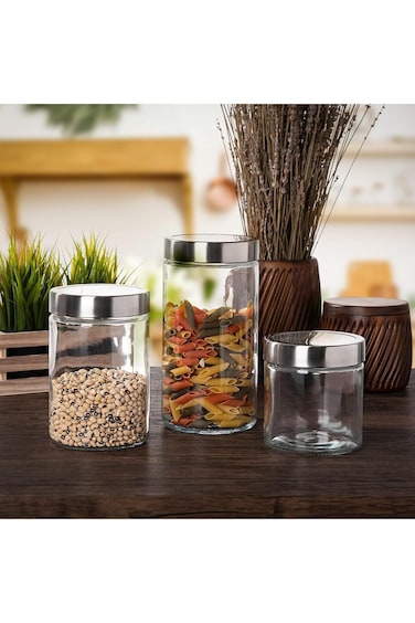Alberto 3-Piece Glass Container Set - Food Storage Container for Kitchen   Nice Appliances