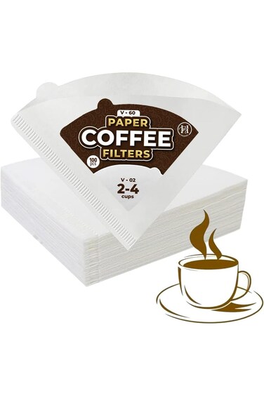 مرشحات قهوة شوبنيك V60، 2-4 أكواب من ورق فلتر القهوة الطبيعي غير المبيض، على شكل مخروطي