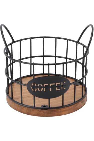 YelaJoy Coffee Pod Holder, Large Capacity Wire K Cup Holder with Wooden Base, Coffee Pod Storage, C