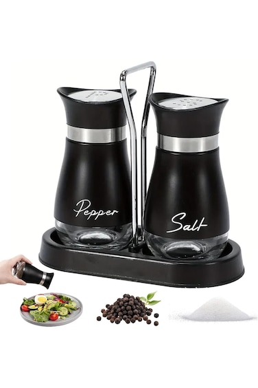 Oasisgalore 2PCS Salt and Pepper Shaker Set for kitchen,Stainless Steel Salt Pepper Dispenser Conta