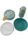 Plastic lunch box and multi-colored round water bottle