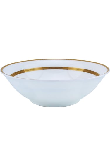 Shallow Porcelain Royal Bowl with Gold Rim, White, 23 cm, TS-G1-24