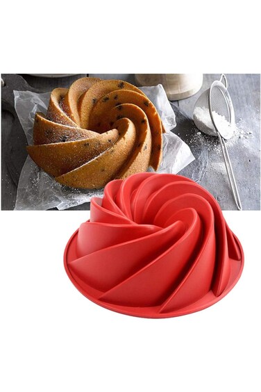 Large Spiral Shape Silicone Bundt Cake Pan Baking Molds -10in