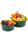 Lawazim Fruit And Vegetable Strainer Round Bowl - 20.5x20.5x9.5cm, Green/Yellow   Colander, Vegetab