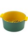 Lawazim Fruit And Vegetable Strainer Round Bowl - 20.5x20.5x9.5cm, Green/Yellow   Colander, Vegetab