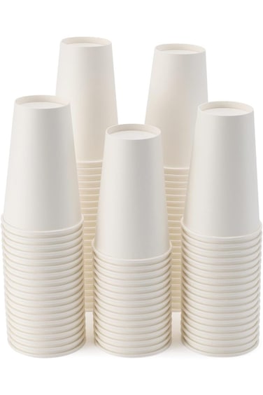 Bsvce 16 Oz Paper Coffee Cups - 100 Pack Hot Cups With Water Caps